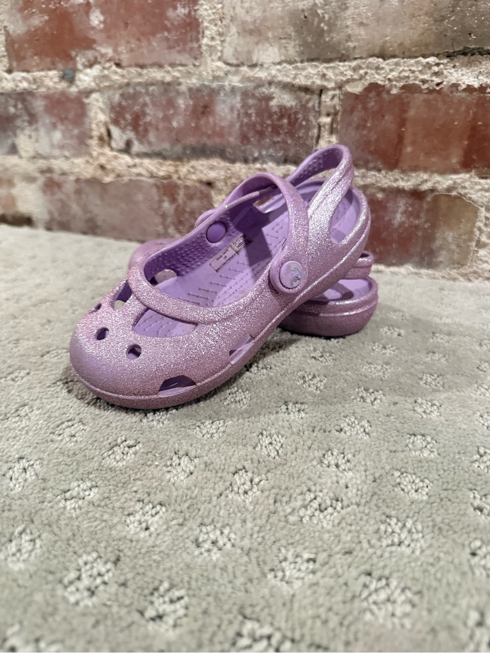 CROCS Kids Glitter Mary Jane Clogs - Lavender